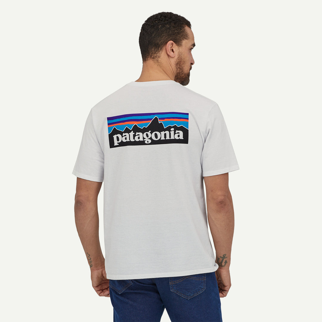 Patagonia Men's P-6 Logo Responsibili-Tee®:  P-6 Outline: White