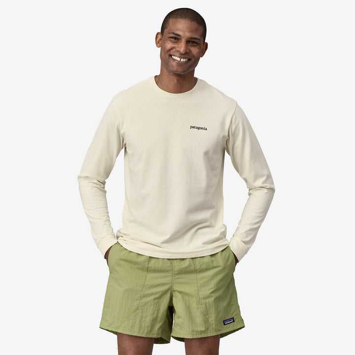 Patagonia Men's Long-Sleeved Line Logo Ridge Responsibili-Tee®: Birch White