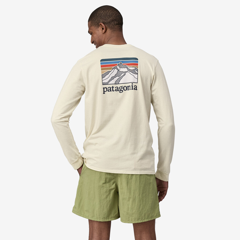 Patagonia Men's Long-Sleeved Line Logo Ridge Responsibili-Tee®: Birch White