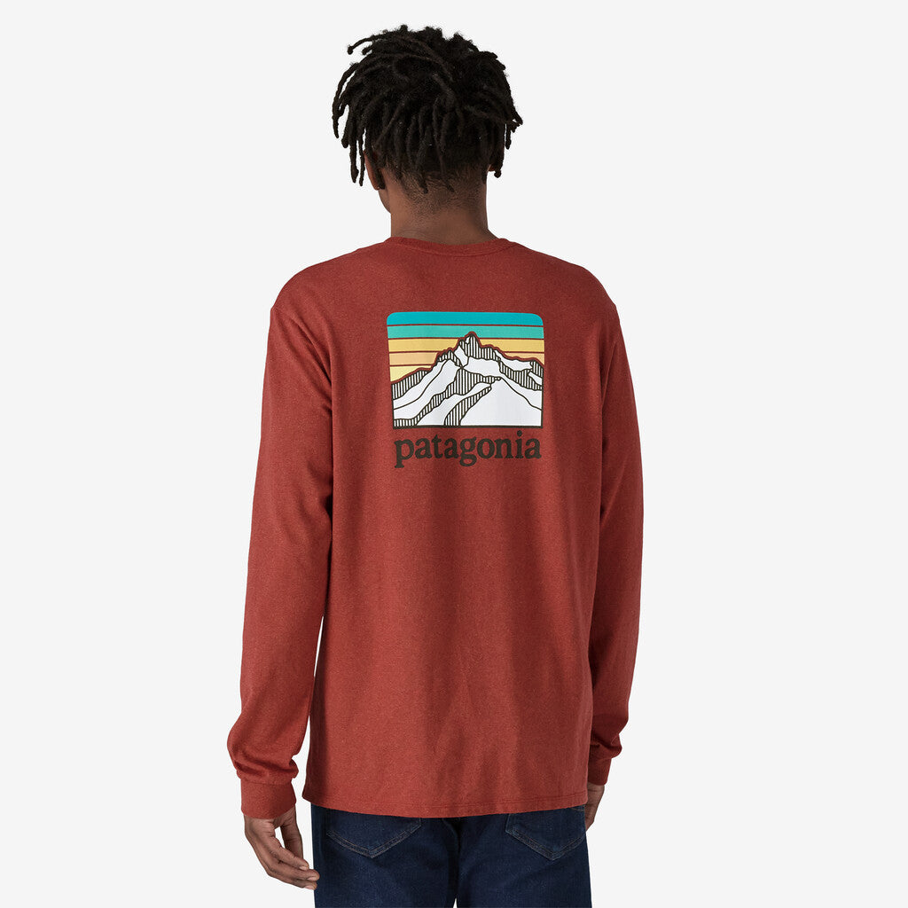 Patagonia Men's Long-Sleeved Line Logo Ridge Responsibili-Tee®: Burnished Red