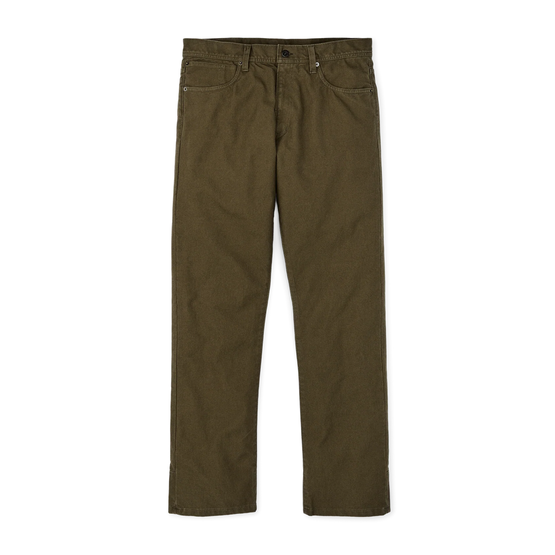 Filson Dry Tin Cloth 5-Pocket Pants: Marsh Olive