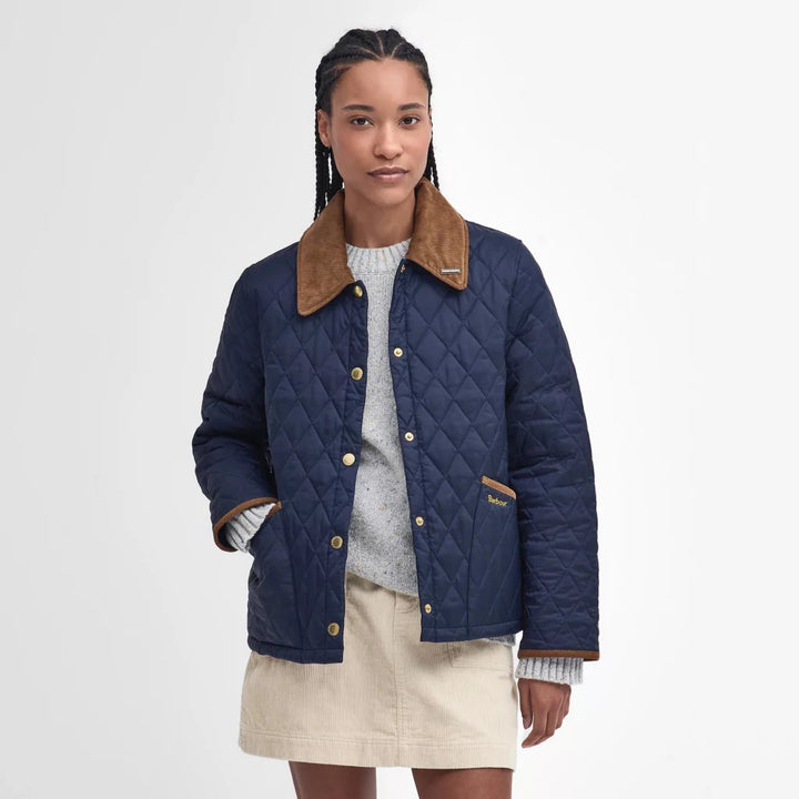 Barbour 30th Anniversary Cropped Liddesdale Quilted Jacket: Navy/Classic