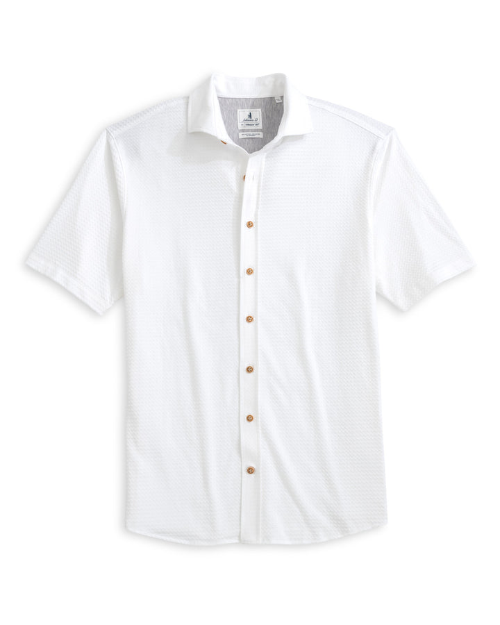 Johnnie-O Surfsucker Knit Short Sleeve Button-Up Shirtr: White