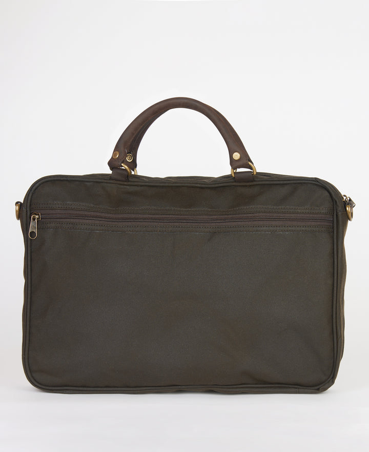 Barbour Waxed Leather Briefcase: Olive