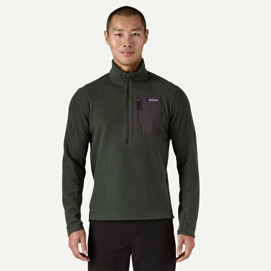 Patagonia Men's R1® Air Fleece Zip-Neck: Old Growth Green