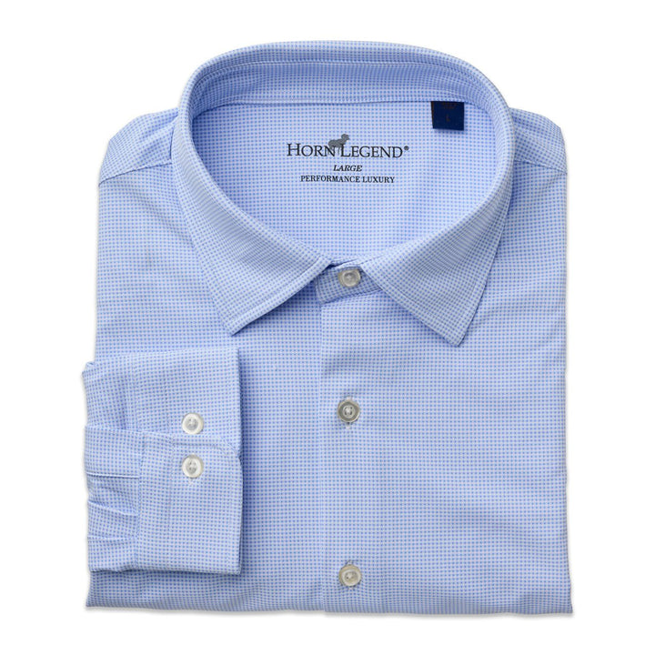 Horn Legend Galleria Spread Collar Hidden Button Performance Sport Shirt: Serenity