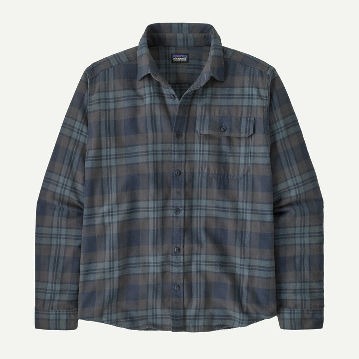 Patagonia Men's Long-Sleeved Lightweight Fjord Flannel Shirt: Paw - Smolder Blue