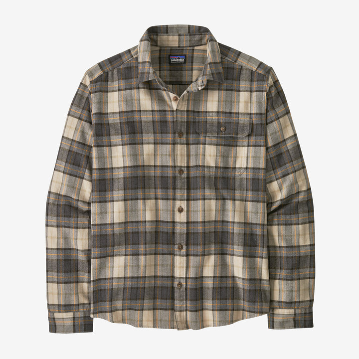 Patagonia Men's Long-Sleeved Lightweight Fjord Flannel Shirt: Spotter - Forge Grey