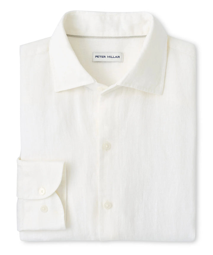 Peter Millar Shoreside Linen Sport Shirt: White