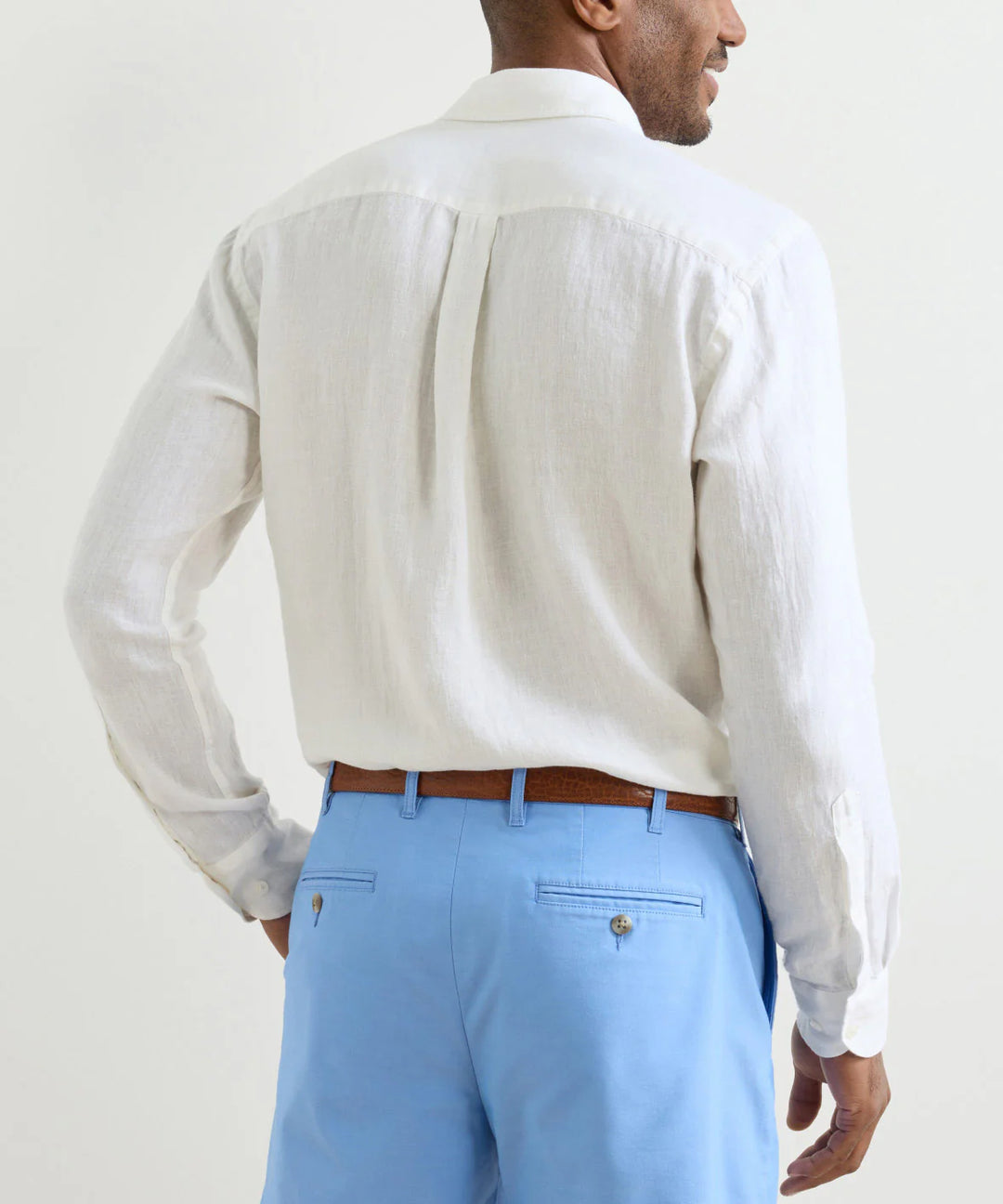 Peter Millar Shoreside Linen Sport Shirt: White