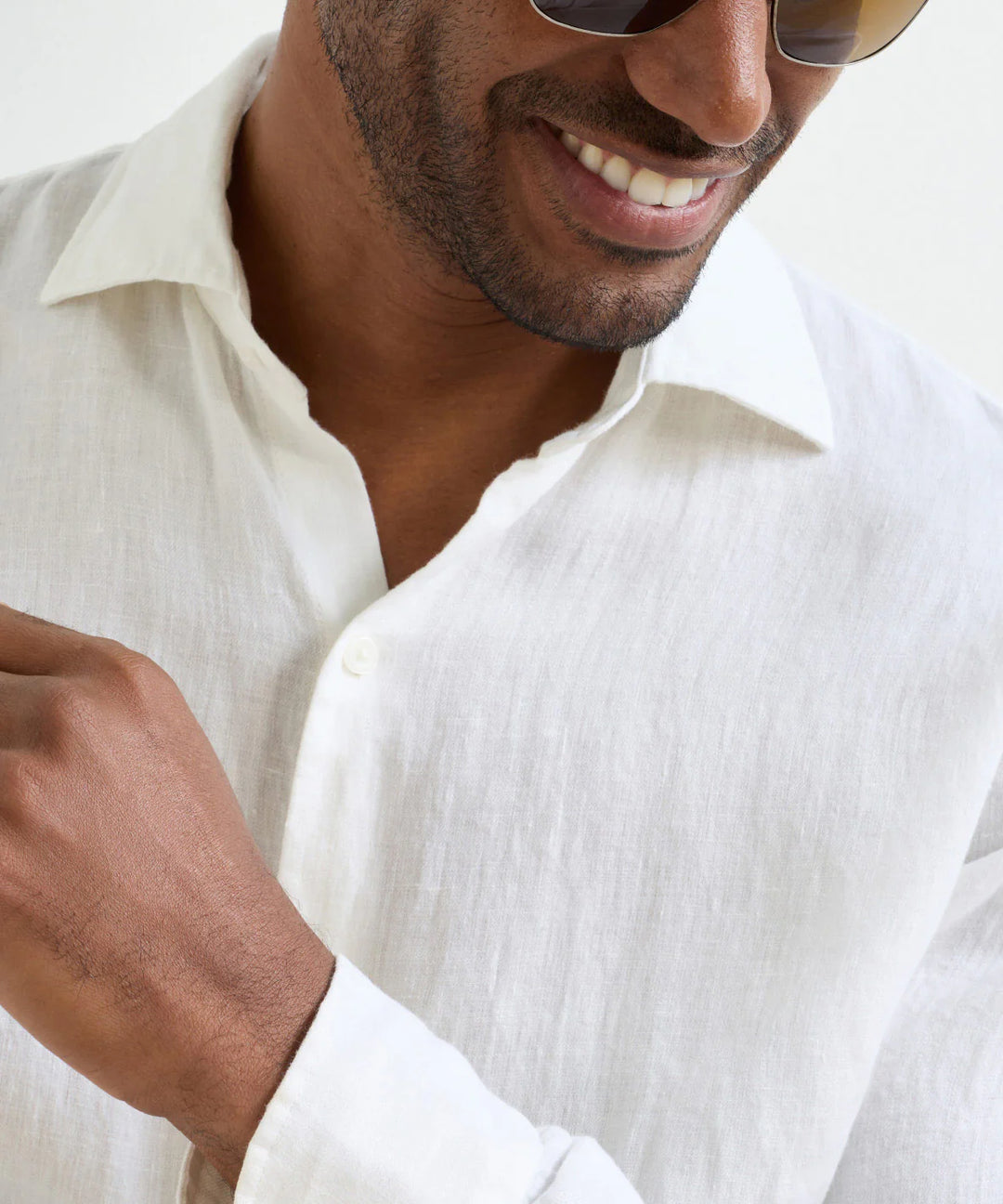 Peter Millar Shoreside Linen Sport Shirt: White