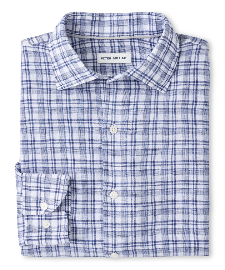Peter Millar Sandbar Linen Sport Shirt: Sport Navy