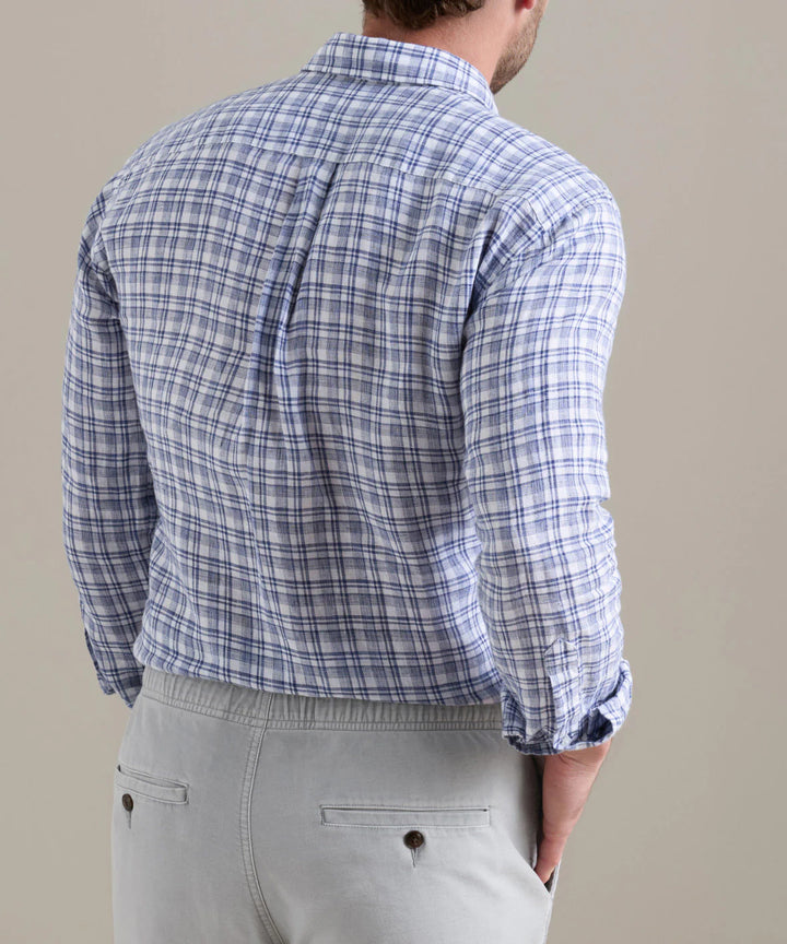 Peter Millar Sandbar Linen Sport Shirt: Sport Navy