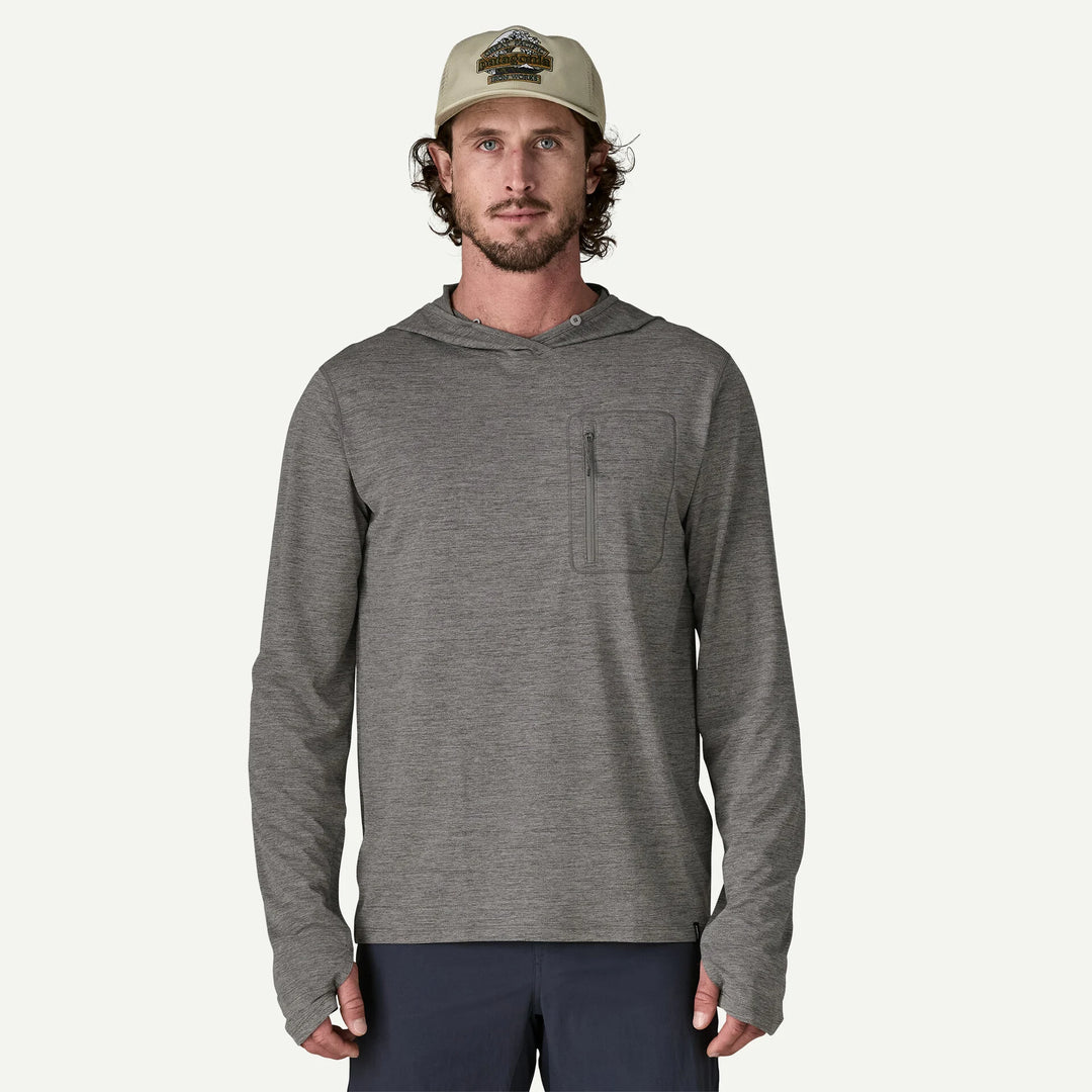 Patagonia M's Cap Cool Sun Hoody: Forge Grey - Noble Grey X-Dye