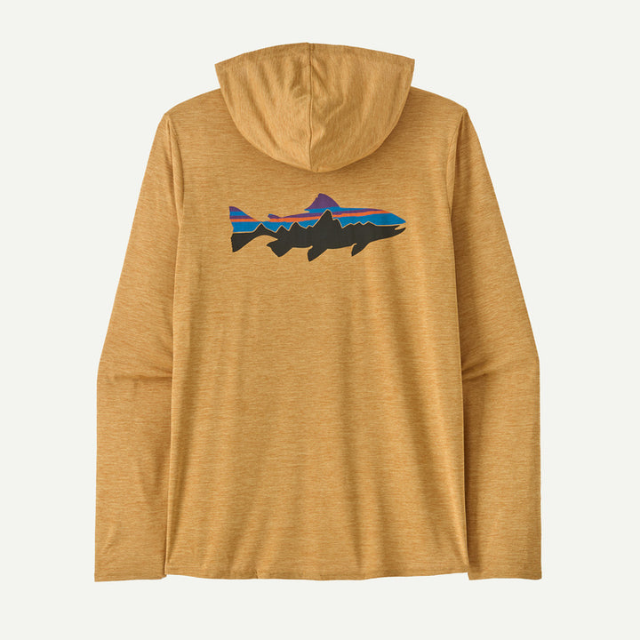 Patagonia Men's Capilene® Cool Daily Graphic Hoody:Fitz Roy Trout: Beeswax Tan X-Dye