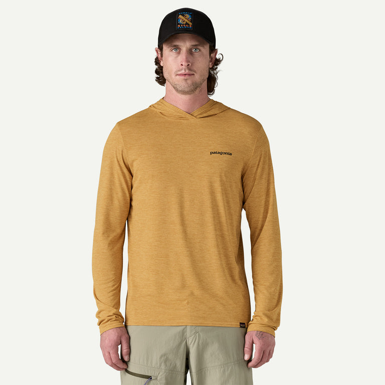 Patagonia Men's Capilene® Cool Daily Graphic Hoody:Fitz Roy Trout: Beeswax Tan X-Dye