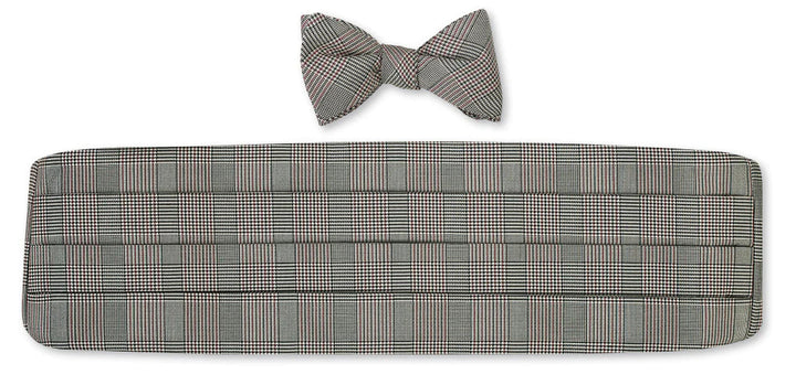 R. Hanauer Black/Cardinal Glen Plaid Cummerbund Set