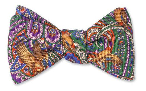 R Hanauer Green Duck Paisley Bow Tie