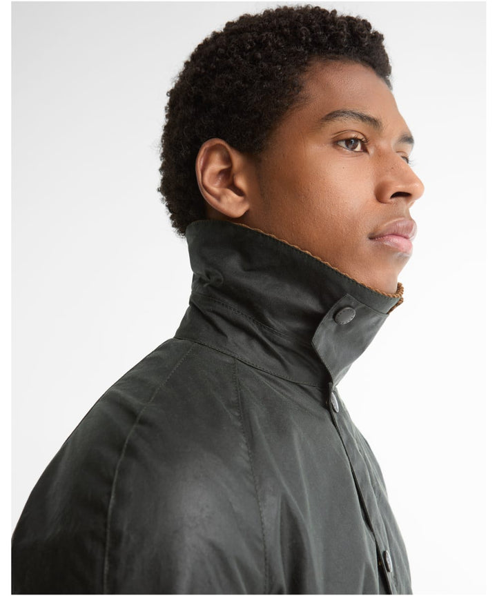Barbour Festive Ashby Waxed Jacket: Sage/Evergreen