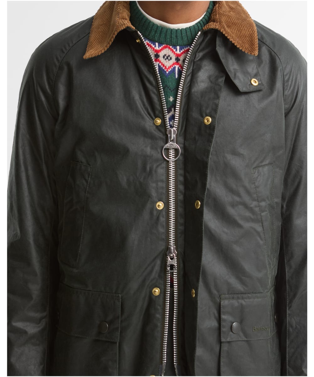 Barbour Festive Ashby Waxed Jacket: Sage/Evergreen