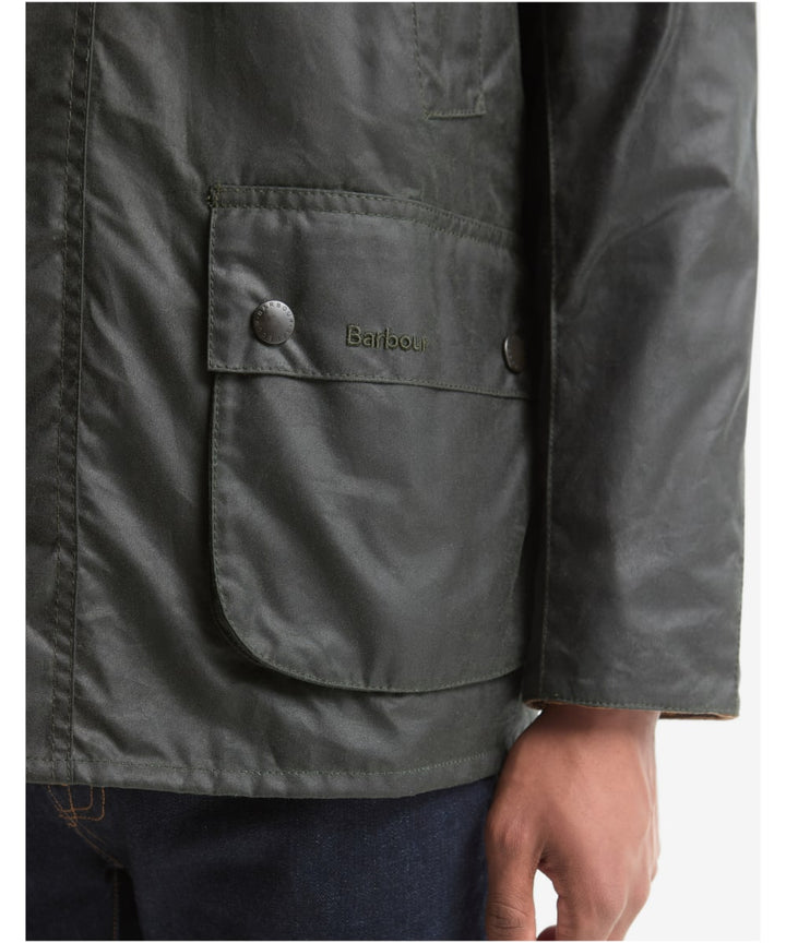 Barbour Festive Ashby Waxed Jacket: Sage/Evergreen