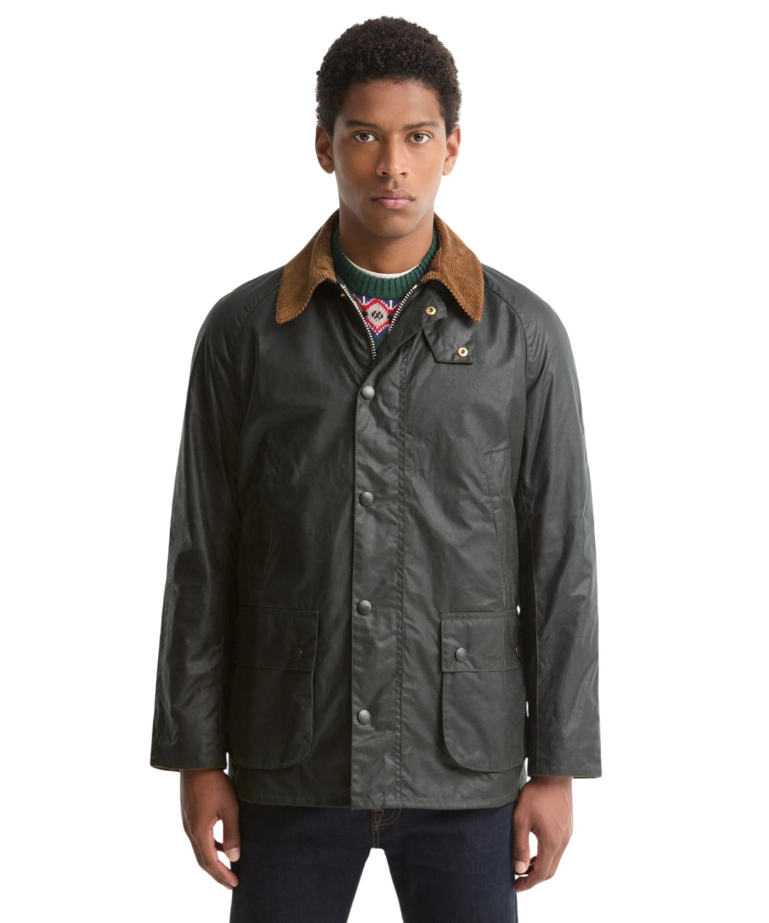 Barbour Festive Ashby Waxed Jacket: Sage/Evergreen