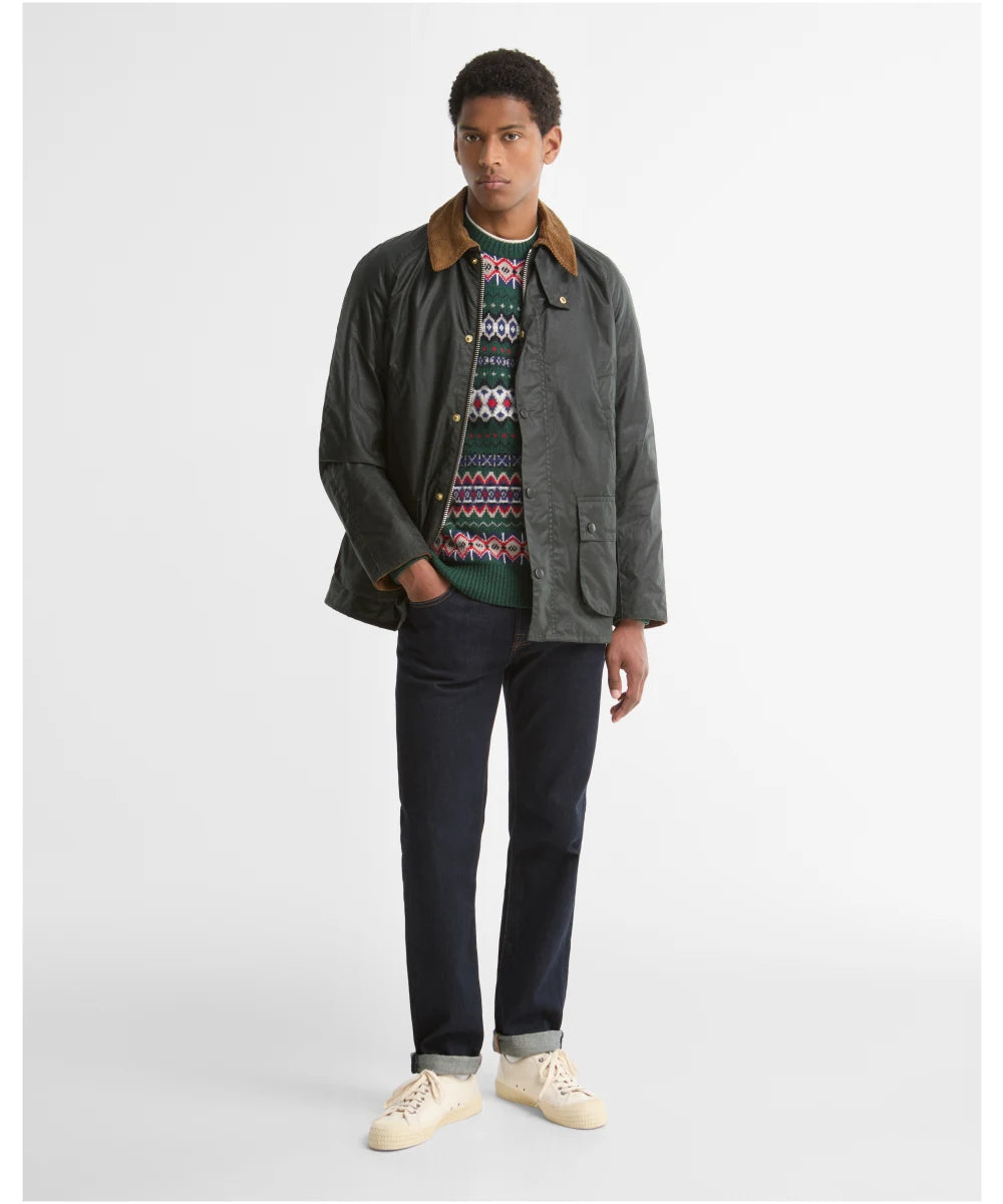 Barbour Festive Ashby Waxed Jacket: Sage/Evergreen
