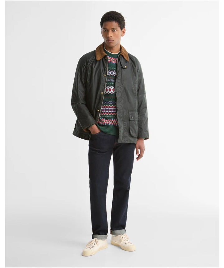 Barbour Festive Ashby Waxed Jacket: Sage/Evergreen