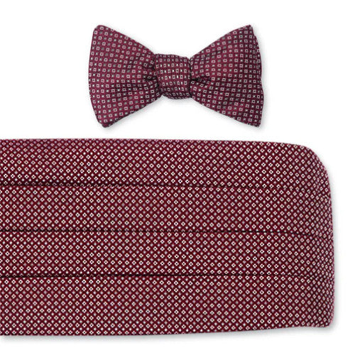 R. Hanauer Burgundy Pendleton Neats Bow Tie and Cummerbund Set