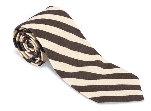 R. Hanauer Brown/Cream Bar Stripe Tie