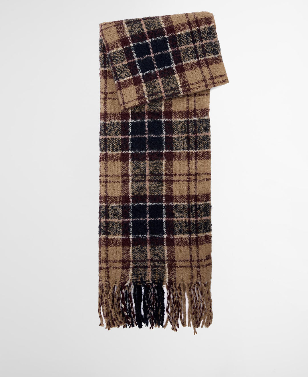 Barbour Saltburn Beanie & Tartan Scarf Gift Set: Gardenia Tartan