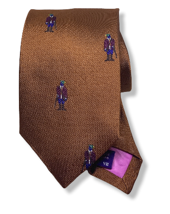 Seaward and Stearn English Woven Silk "Duck Hunting" Tie: Rust