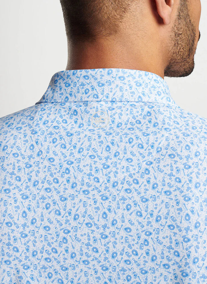 Peter Millar Shuckin Season Oyster Mesh Performance Polo: White