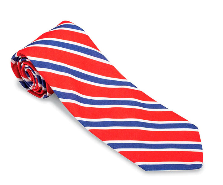 R. Hanauer Coral/Blue Clearwood Stripes Necktie