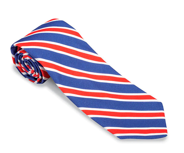 R. Hanauer Blue/Coral Clearwood Stripes Necktie