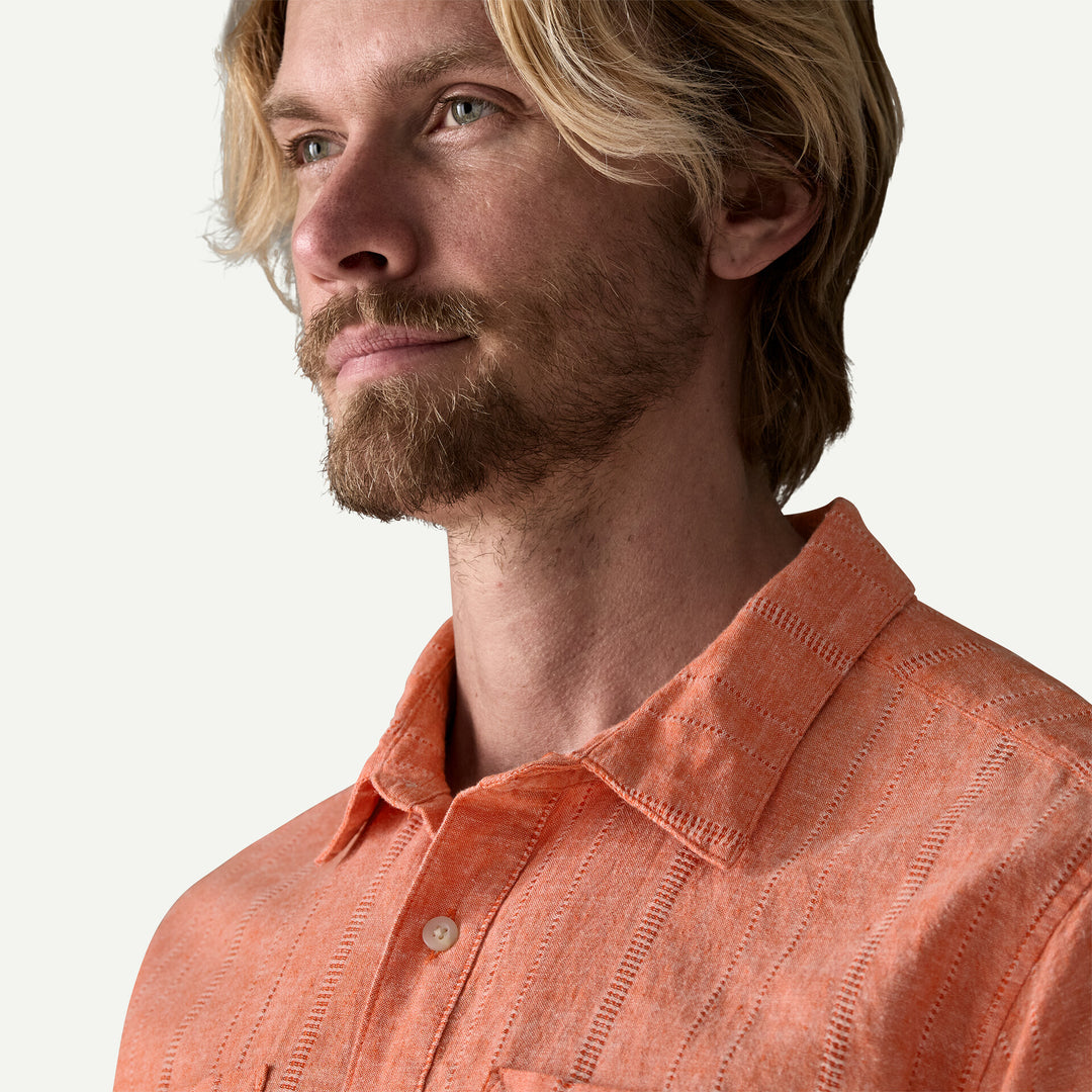 Patagonia Men's Back Step Shirt: Swell Dobby - Coal Orange