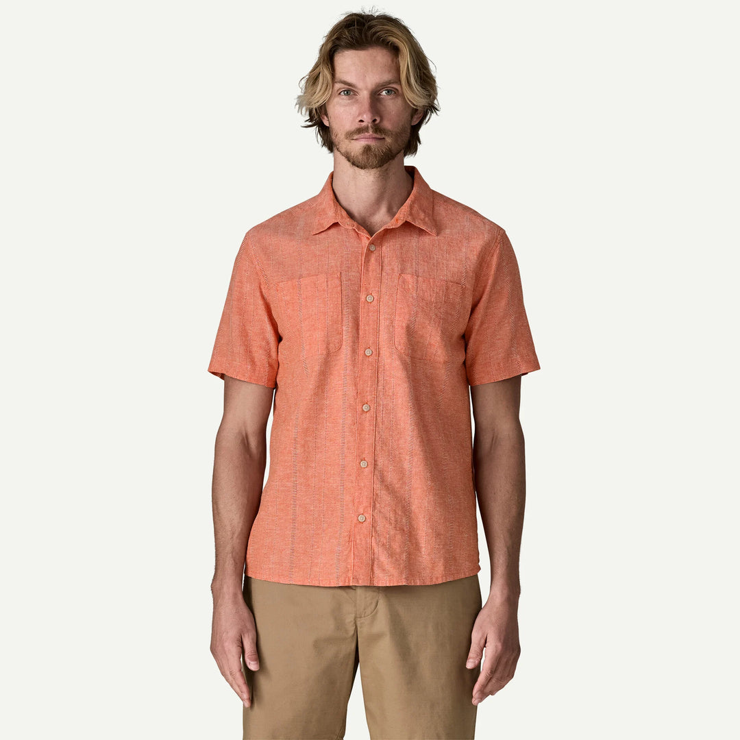 Patagonia Men's Back Step Shirt: Swell Dobby - Coal Orange