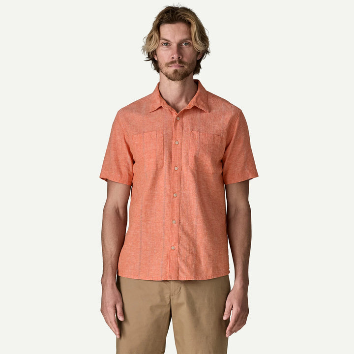 Patagonia Men's Back Step Shirt: Swell Dobby - Coal Orange