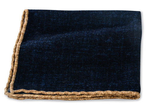 R. Hanauer Navy Wool Flanella Pocket Square