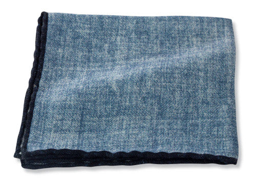 R. Hanauer Light Blue Wool Flanella Pocket Square