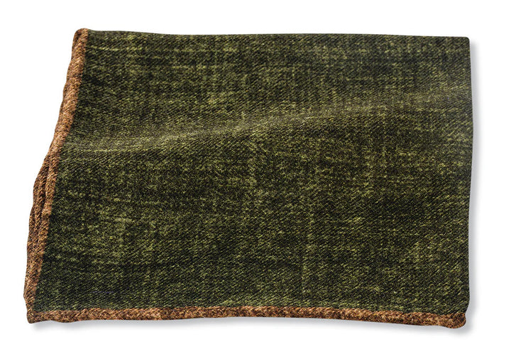 R. Hanauer Green Wool Flanella Pocket Square