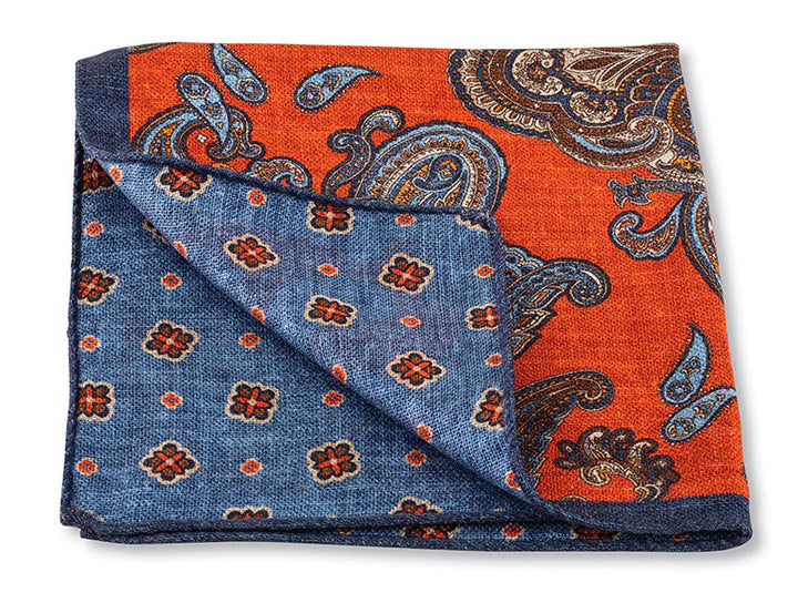 R. Hanauer Orange Paisley/Medallion Pocket Square