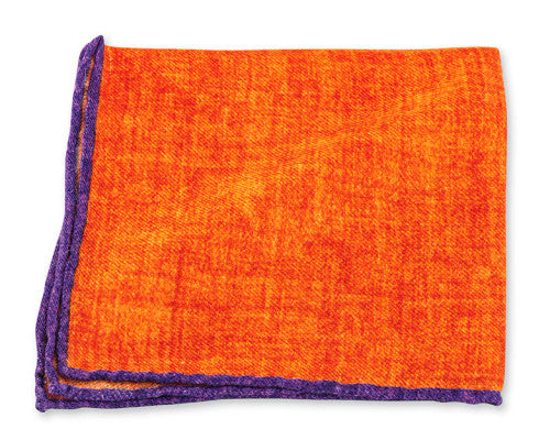 R. Hanauer Orange/Purple Wool Flanella Pocket Square