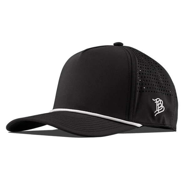 Branded Bills Bare Curved 5 Panel Rope Hat: Black/White