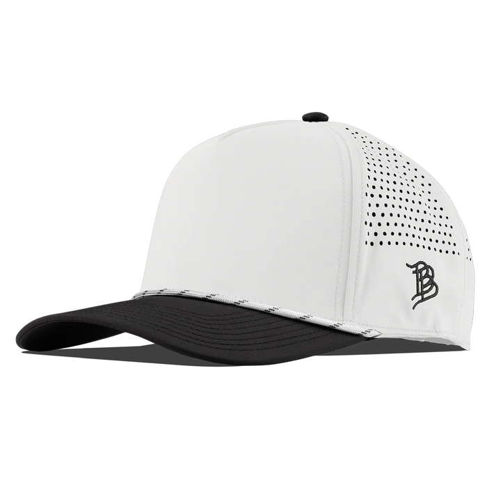 Branded Bills Bare Curved 5 Panel Rope Hat: Black/White