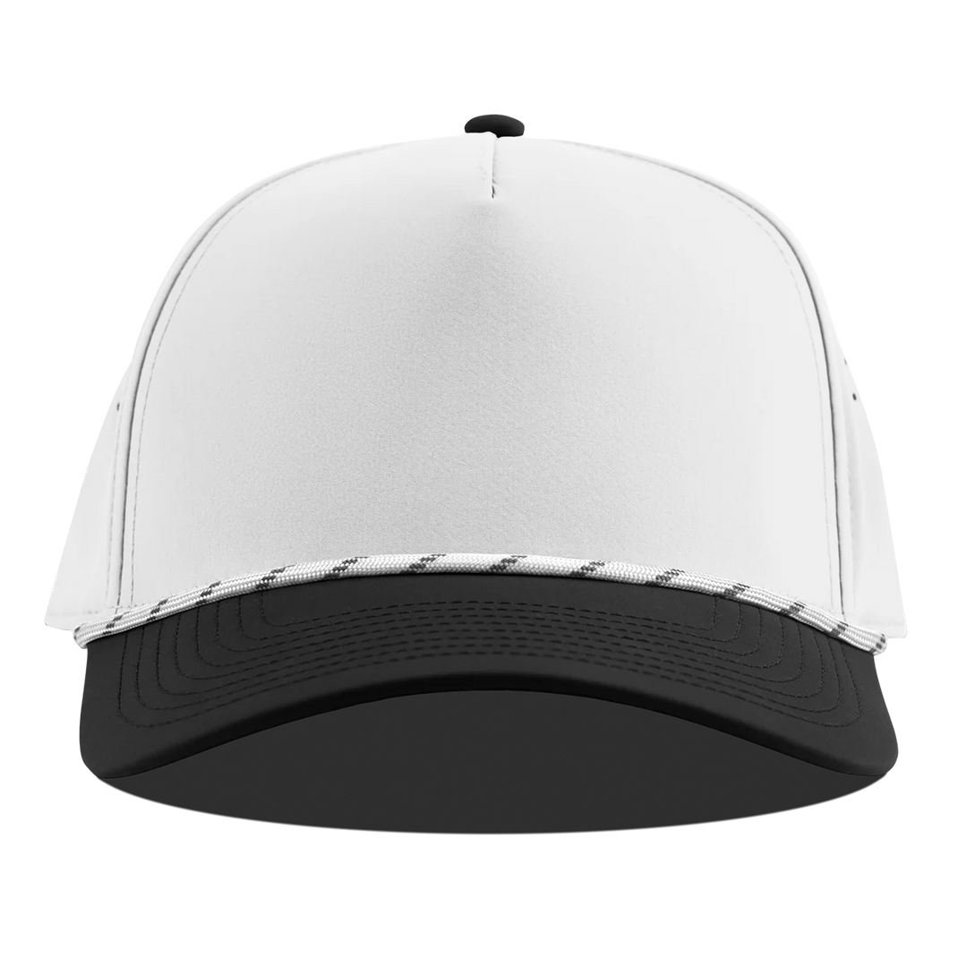 Branded Bills Bare Curved 5 Panel Rope Hat: Black/White