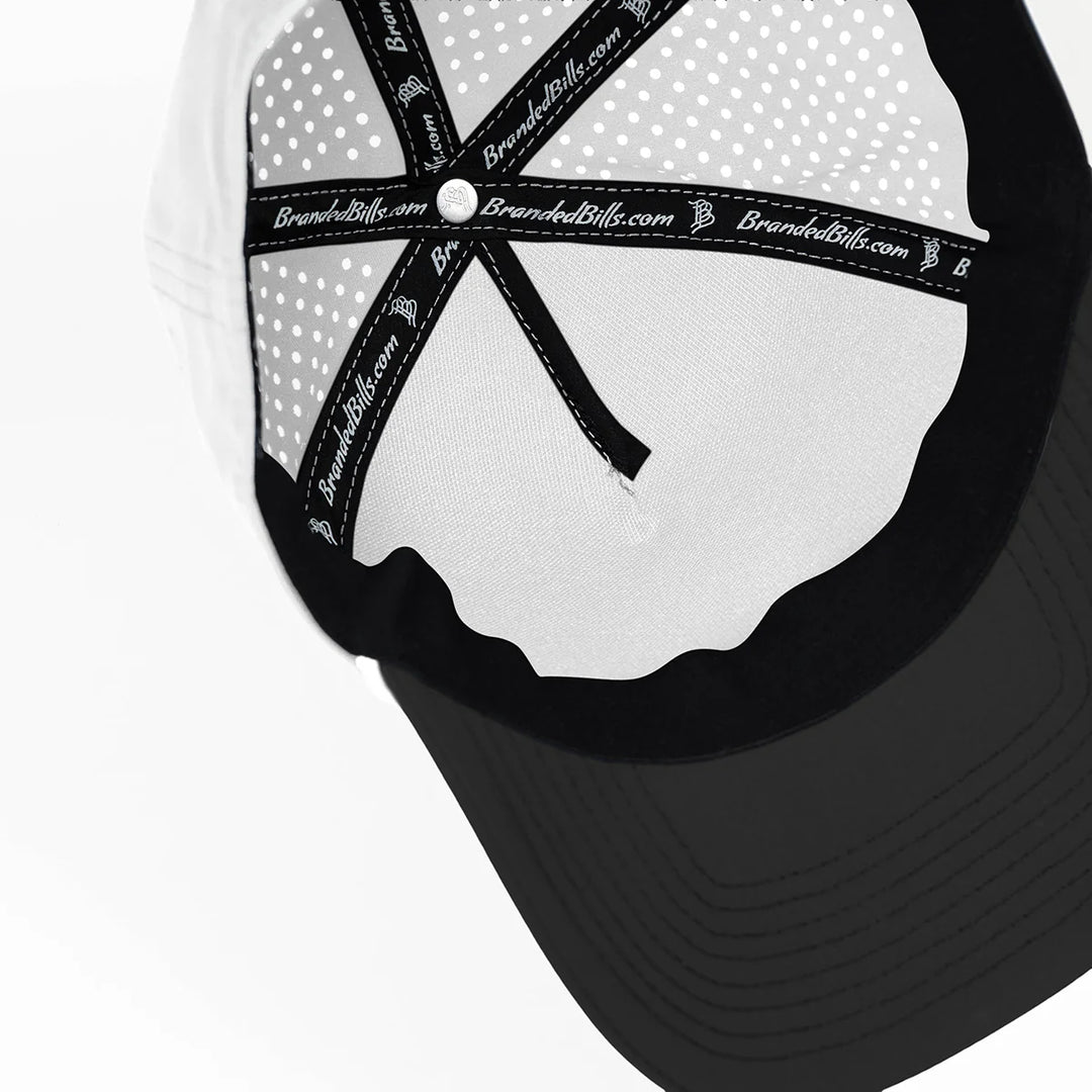 Branded Bills Bare Curved 5 Panel Rope Hat: Black/White