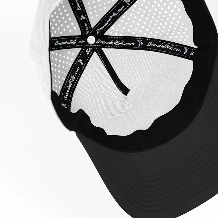 Branded Bills Bare Curved 5 Panel Rope Hat: Black/White