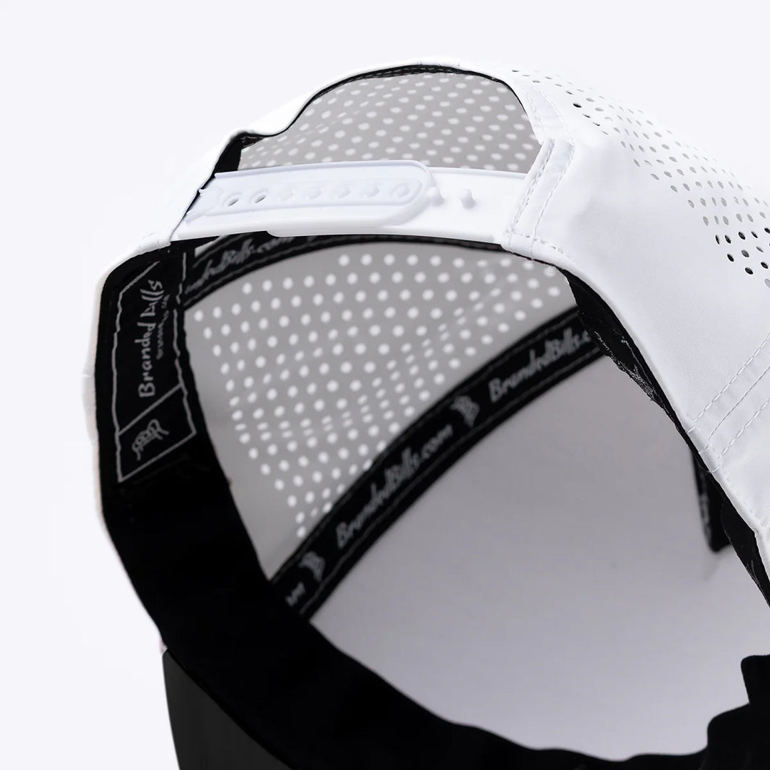 Branded Bills Bare Curved 5 Panel Rope Hat: Black/White