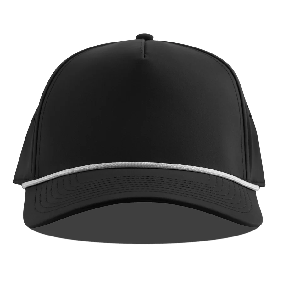 Branded Bills Bare Curved 5 Panel Rope Hat: Black/White